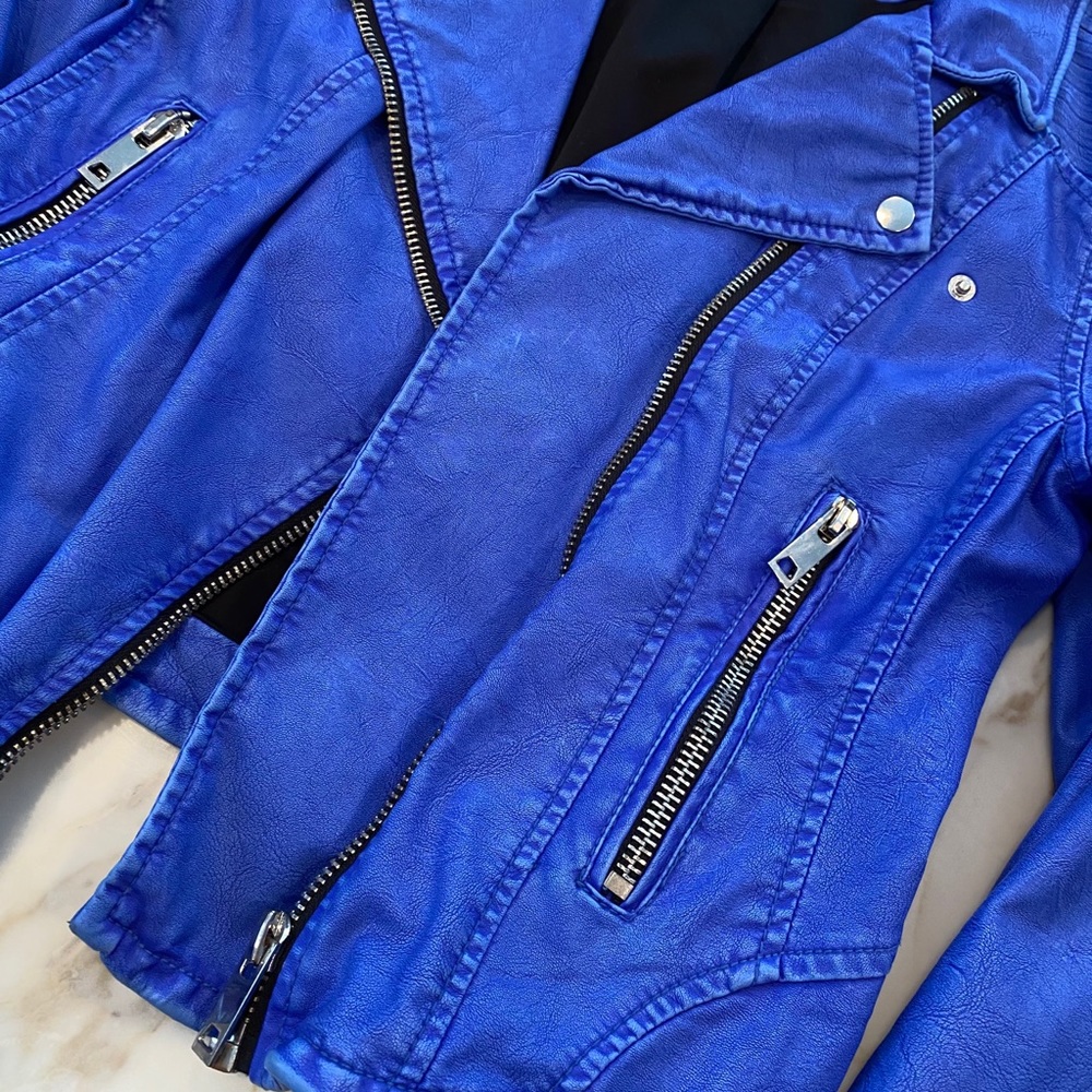 Blank NYC Electric Blue Leather Moto Jacket in medium - Picture 2 of 12